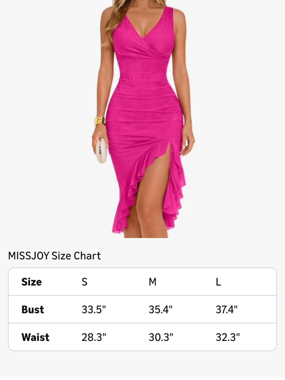 Fuchsia Ruffle-Hem V-Neck High-Low Dress - Picture 5 of 6